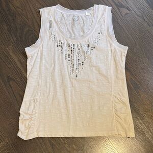 Chico's Cream Embellished Tank Top